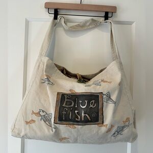 Blue Fish Cotton Canvas Tote - small fish